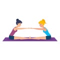 Couple of girls practicing yoga position