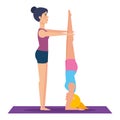 Couple of girls practicing yoga position