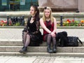 Couple girls in traditional gothic clothing Royalty Free Stock Photo