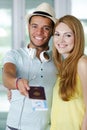 couple giving passports Royalty Free Stock Photo