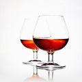 Couple glasses with cognac