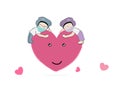 Couple Gohan cartoon character keep social distancing on heart balloon vector in Coronavirus or Covid19 era