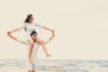 Couple going honeymoon on tropical beach in summer Royalty Free Stock Photo