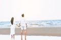 Couple going honeymoon on tropical beach in summer Royalty Free Stock Photo