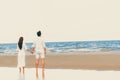 Couple going honeymoon on tropical beach in summer Royalty Free Stock Photo