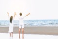 Couple going honeymoon on tropical beach in summer Royalty Free Stock Photo