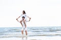 Couple going honeymoon on tropical beach in summer Royalty Free Stock Photo