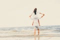 Couple going honeymoon on tropical beach in summer Royalty Free Stock Photo