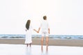 Couple going honeymoon on tropical beach in summer Royalty Free Stock Photo