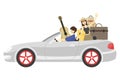 couple going on road trip with cabriolet car vector. Royalty Free Stock Photo