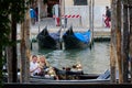 Couple in gondola in Venice Royalty Free Stock Photo