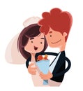 Couple got married illustration cartoon character