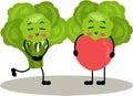 Couple of green broccolis in love Royalty Free Stock Photo