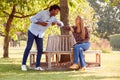 Couple Greeting By Touching Elbows On Socially Distanced Meeting In Outdoors During Health Pandemic Royalty Free Stock Photo