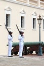 Couple of guards near Prince`s Palace of Monaco Royalty Free Stock Photo