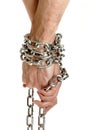 Couple hands chained together Royalty Free Stock Photo