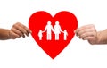 Couple hands holding red heart with family Royalty Free Stock Photo