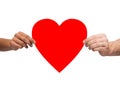 Couple hands holding red heart Royalty Free Stock Photo