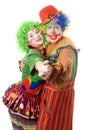 A couple of happy clowns dancing Royalty Free Stock Photo