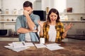 Couple have a problem with bills. Concept of economic trouble and failure