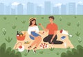 Couple have romantic picnic in city park Royalty Free Stock Photo