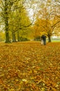 couple having an automn romatic walk Royalty Free Stock Photo