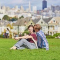 Couple having a date in San Francisco, California, USA