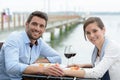 Couple having dinner outdoors Royalty Free Stock Photo