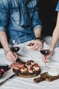 Couple having dinner with wine Royalty Free Stock Photo