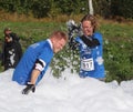 Couple having a foam fight in ExtremeRun Espoo