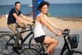 Couple having fon on bikes