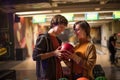 Couple having fun in bowling alley Royalty Free Stock Photo