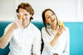 Couple having fun with ice cream Royalty Free Stock Photo