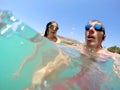 Couple having fun underwater in the sea Royalty Free Stock Photo