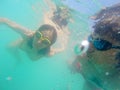 Couple having fun underwater in the sea Royalty Free Stock Photo