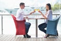 Couple having lanch at beautiful restaurant