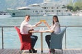 Couple having lunch at beautiful restaurant Royalty Free Stock Photo