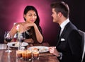 Couple having meal in restaurant Royalty Free Stock Photo