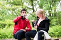 Couple having rest during jogging sport Royalty Free Stock Photo