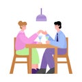 Couple having romantic dinner together flat cartoon vector illustration isolated. Royalty Free Stock Photo