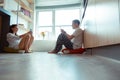 Couple having some crisis using phones instead of talking Royalty Free Stock Photo