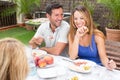 Couple having some food