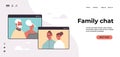 Couple having virtual meeting with grandparents during video call family chat communication concept Royalty Free Stock Photo