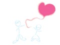 Couple With Heart Balloon Vector