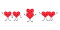 Couple of heart, love relationship, kawaii character. Pair happy smiling hearts. Couple in love. Valentines Day. Vector