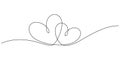 couple hearts continuous line drawing minimalist decorative