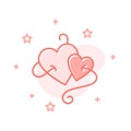 Couple Hearts flat design valentine day vector