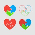 Couple Hearts Puzzle, Love, Valentine Day.