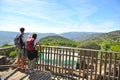 Couple of hikers in the Sierra de Andujar Natural Park, Jaen province, Spain Royalty Free Stock Photo