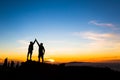 Couple hikers success concept in mountains Royalty Free Stock Photo